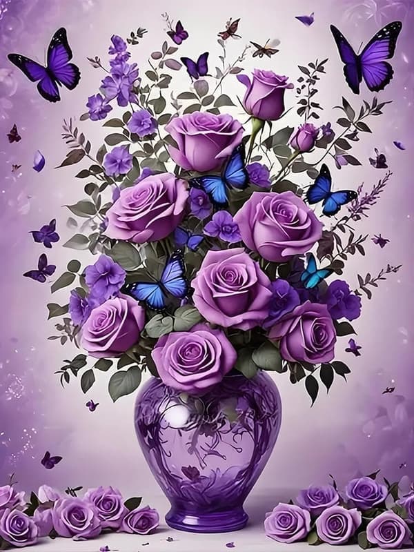 OBOSOE Sommerfuglblomst 5D Diamantkunst - Fuld Drill DIY, Perlemaleri Boligindretning 30x40 cm