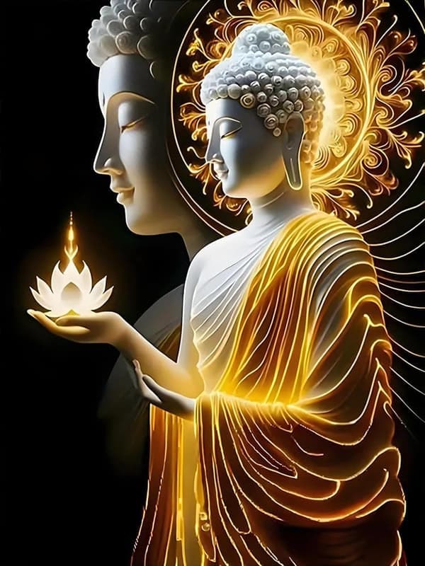 OBOSOE Buddha 5D Diamantmosaik - Spirituelt design, Fuld Bore Perle, DIY Boligindretning 30x40 cm