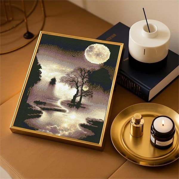 OBOSOE Moonlight Landscape 5D Diamond Mosaic - Ideel Gave, Easy DIY, Krystal Art 30x40 cm