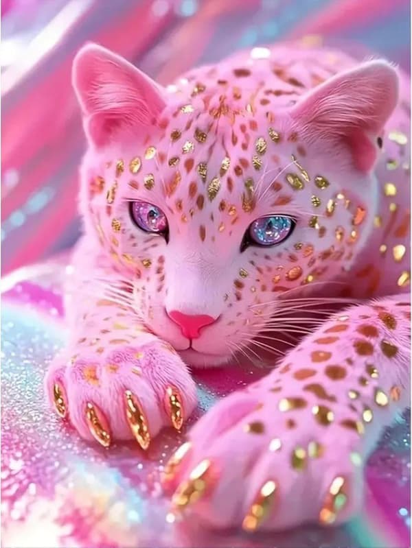OBOSOE Leopard 5D Diamantmosaik - Dyredesign, Fuld Drill DIY, Lærred Vægkunst 30x40 cm