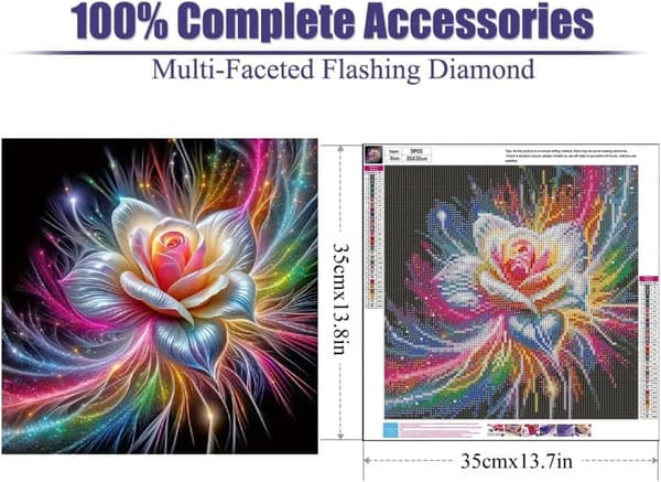 OBOSOE Rose 5D Diamond Art - Skinnende farver, Fuld Drill DIY, Vægdekoration 35x35 cm