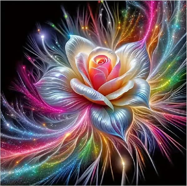 OBOSOE Rose 5D Diamond Art - Skinnende farver, Fuld Drill DIY, Vægdekoration 35x35 cm
