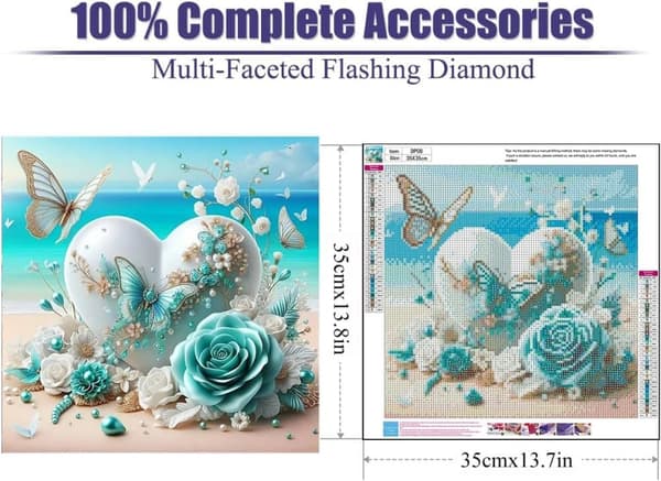 OBOSOE Heart 5D Diamond Art - Romantisk Design, Fuld Drill DIY, Strand Perle Maleri 35x35 cm