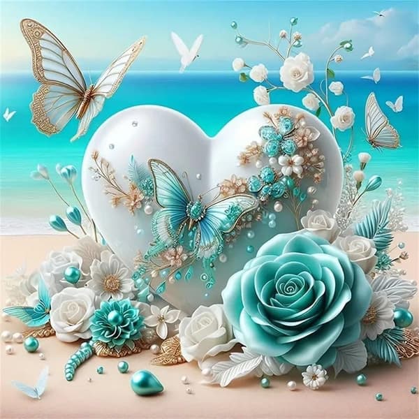 OBOSOE Heart 5D Diamond Art - Romantisk Design, Fuld Drill DIY, Strand Perle Maleri 35x35 cm