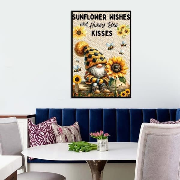 OBOSOE Santa Sunflower 5D Diamond Art - Mehiläissuunnittelu, täysi pora DIY, helmimaalaus 30x40 cm