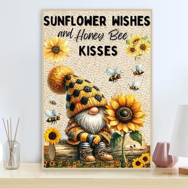 OBOSOE Santa Sunflower 5D Diamond Art - Mehiläissuunnittelu, täysi pora DIY, helmimaalaus 30x40 cm