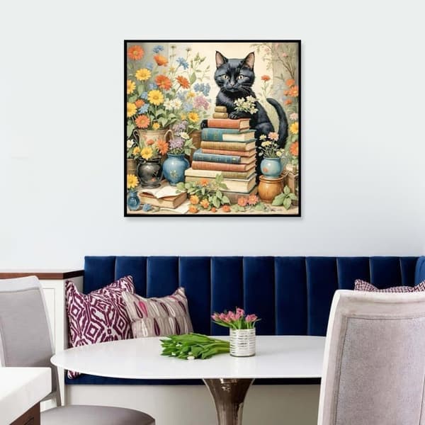 OBOSOE Sort Kat Bog Form 5D Diamant Kunst - Fuld Boremaskine DIY, Rund Perle Maleri, Papir ClipArt Boligindretning 35x35 cm