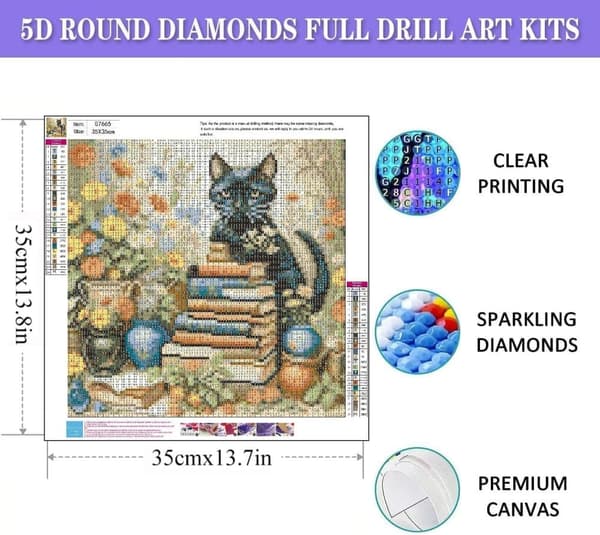OBOSOE Sort Kat Bog Form 5D Diamant Kunst - Fuld Boremaskine DIY, Rund Perle Maleri, Papir ClipArt Boligindretning 35x35 cm