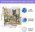 Miniatyrbillede 4 af 7: OBOSOE Sort Kat Bog Form 5D Diamant Kunst - Fuld Boremaskine DIY, Rund Perle Maleri, Papir ClipArt Boligindretning 35x35 cm