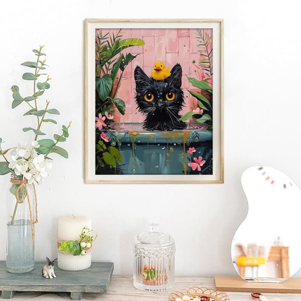 OBOSOE Cat 5D Diamond Art - Fuld Drill Perler, DIY Perlemaleri, Papir Papir Art Home Decor 30x40 cm