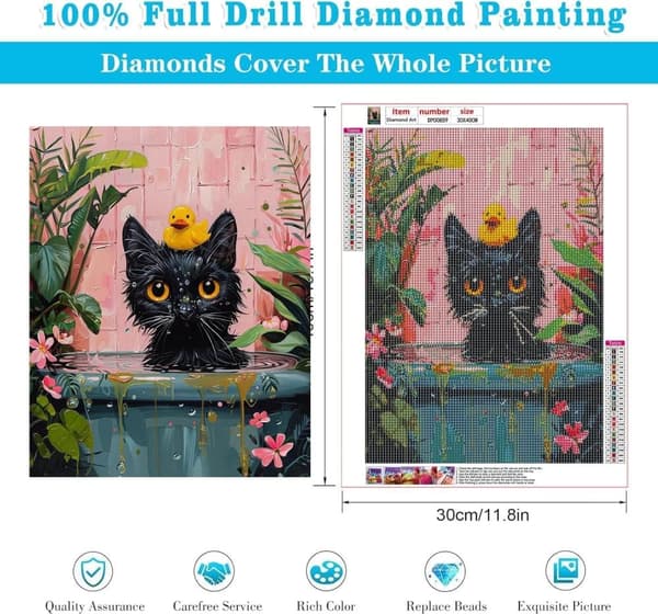 OBOSOE Cat 5D Diamond Art - Fuld Drill Perler, DIY Perlemaleri, Papir Papir Art Home Decor 30x40 cm