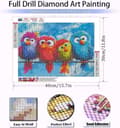 Miniatyrbild 4 av 8: OBOSOE Fågel 5D Diamantmosaik - Färgglad design, Full drill DIY, Rundpärlekonst present 40x30 cm