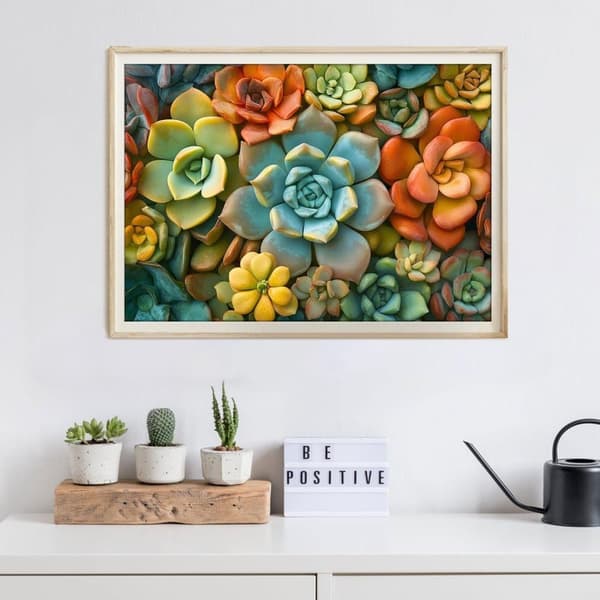 OBOSOE Sukkulenter 5D Diamantmosaik - Plantedesign, Fuld Drill DIY, Perlegave 40x30 cm