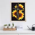Miniatyrbild 2 av 8: OBOSOE Diamond Painting & Diamantmålning – 5D Full Drill Kors & Solros Andlig Design, DIY Pärlemålning Present – 40×30 cm