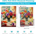 Miniatyrbild 4 av 8: OBOSOE Diamond Painting & Diamantmålning – 5D Full Drill Blommor vid Fönsterkarm, Pärlemålning DIY Väggdekoration – 30×40 cm