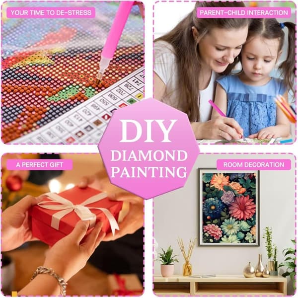 OBOSOE Blomster diamantmaleri til voksne begyndere – Blomster-plant diamantkunst kits, 12x16 tom. Perfekt som gave & hjemdekoration, voksen gem art ti