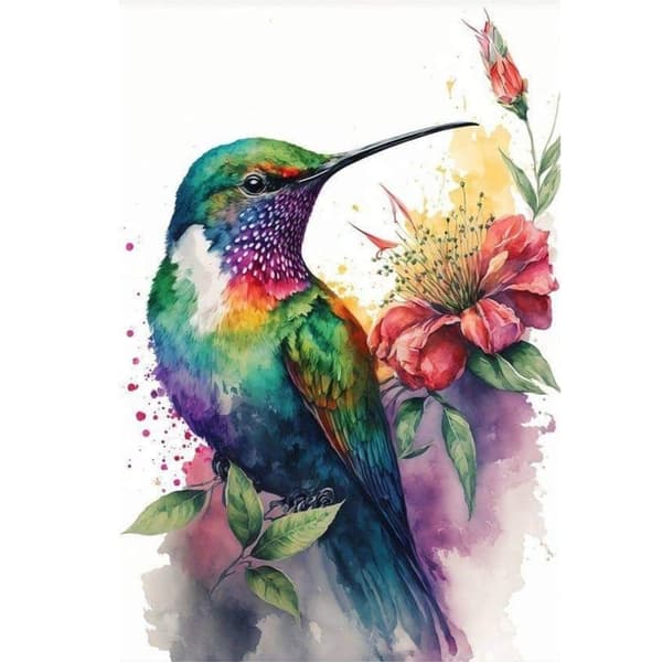 OBOSOE Kolibri diamantmaleri voksne – 5D diamantkunst kits, fuglethematisk gem art, 12x16 tom. Perfekt afslapning & hjemdekoration