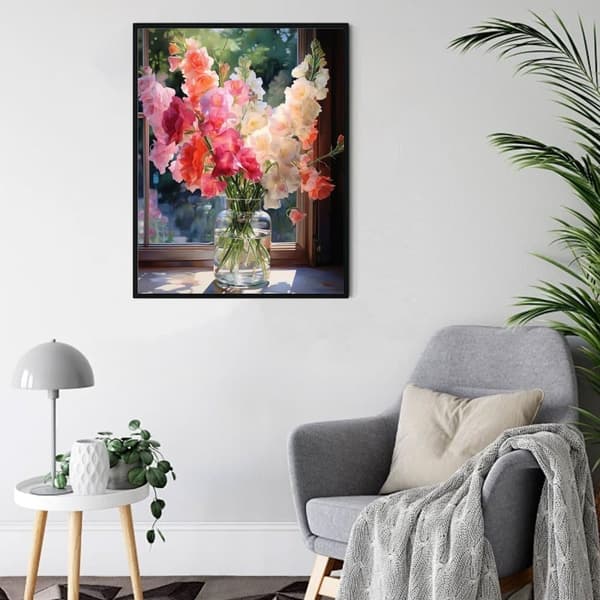 OBOSOE Blomsdiamantmålning vuxna – 5D diamantart kits, beginner-friendly, 12x16 tum. Gem art till hemdekoration & gåvor, perfekta blommor på vägg