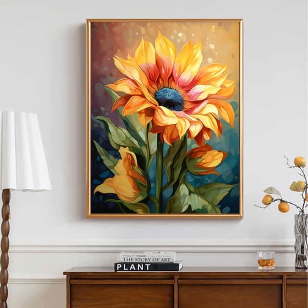 OBOSOE Diaamanimalli auringon kukat – 5D täysi-drill diaamanikeidas aikuisille, DIY auringonkukka gemmaletti, 12x16 t. Kodin sisustukseen