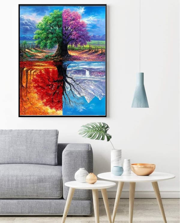 OBOSOE Diamond Painting - 5D DIY Diamantmålning, 30x40cm (Fyra säsonger Träd)
