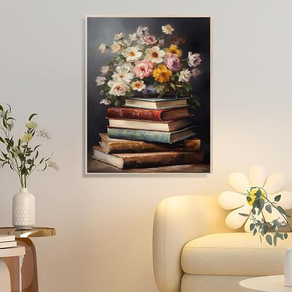OBOSOE Diamond Painting - 5D DIY Diamantmålning, 30x40cm (Böcker Och Blomsterbukett)