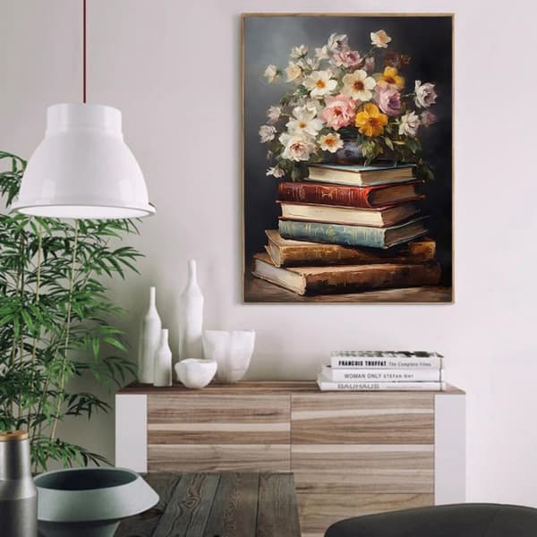 OBOSOE Diamond Painting - 5D DIY Diamantmålning, 30x40cm (Böcker Och Blomsterbukett)