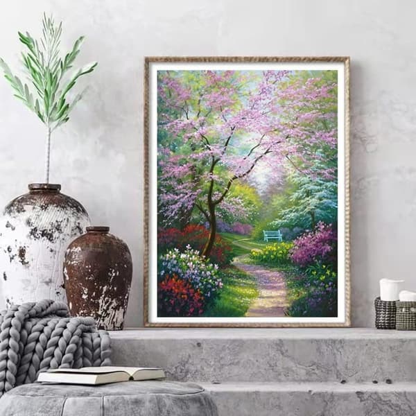 OBOSOE Diamond Painting - 5D DIY Diamantmålning, 30x40cm (Vårträdgårdsstig)