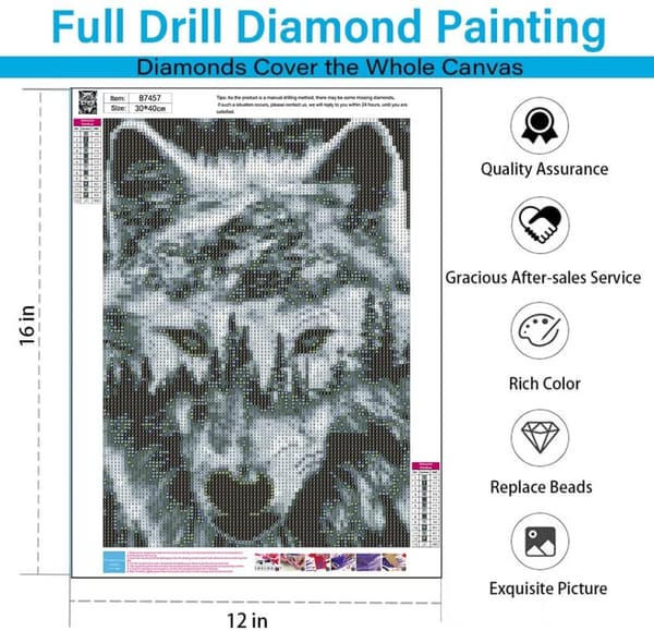 OBOSOE Diamond Painting - 5D-tee-se-itse-timanttimaalaus, 30x40cm (kaksoisvalokuvaus susi ja luonto)