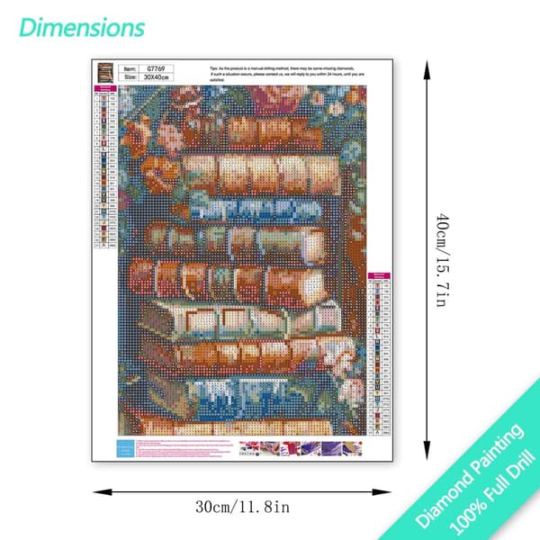 OBOSOE Diamond Painting - 5D DIY Diamantmålning, 30x40cm (Blommor Omringade Retro Bokhög)