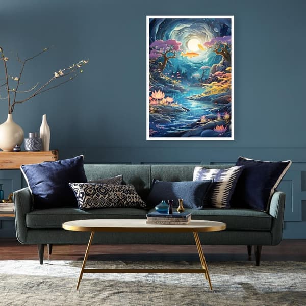 OBOSOE Diamond Painting - 5D DIY Diamantmålning, 30x40cm (Mystisk Grotta Med Koi Och Månsken)