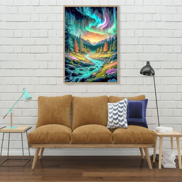 OBOSOE Diamond Painting - 5D DIY-timanttimaalaus, 30x40cm (Aurora Borealis Dalälvin yllä)