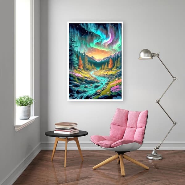 OBOSOE Diamond Painting - 5D DIY-timanttimaalaus, 30x40cm (Aurora Borealis Dalälvin yllä)
