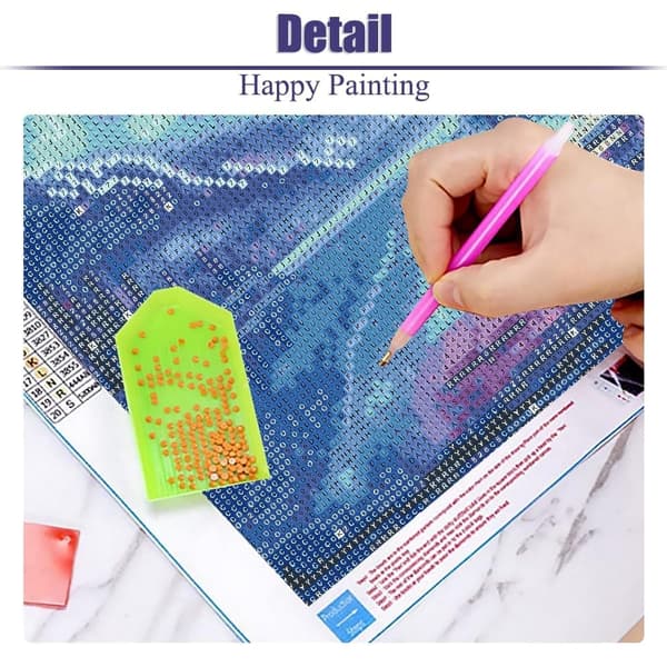 OBOSOE Diamond Painting - 5D DIY Diamantmaleri, 30x40cm (Aurora Borealis Over Bjerge Og Sø)