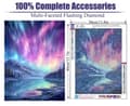 Miniatyrbillede 2 af 6: OBOSOE Diamond Painting - 5D DIY Diamantmaleri, 30x40cm (Aurora Borealis Over Bjerge Og Sø)