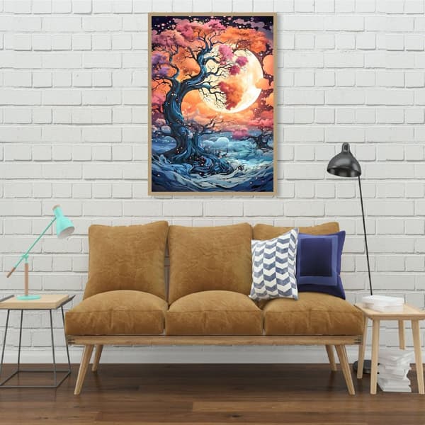 OBOSOE Diamond Painting - 5D DIY Diamantmålning, 30x40cm (Månsken Över Fantastiskt Gamla Träd)