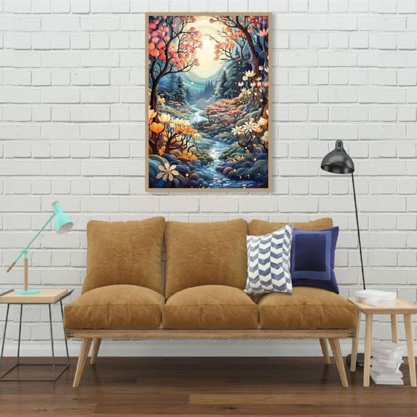 OBOSOE Diamond Painting - 5D DIY Diamantmålning, 30x40cm (Månsken Över Fantastisk Dalälvs Skog)