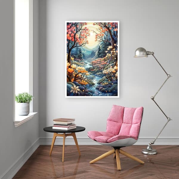 OBOSOE Diamond Painting - 5D DIY Diamantmålning, 30x40cm (Månsken Över Fantastisk Dalälvs Skog)