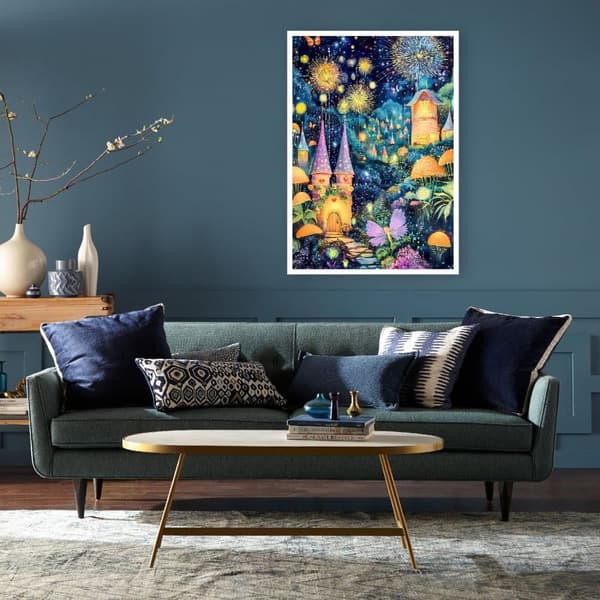 OBOSOE Diamond Painting - 5D-tee-se-itse-timanttimaalaus, 30x40cm (hämmästyttävä satukaupunki ilotulituksen alla)