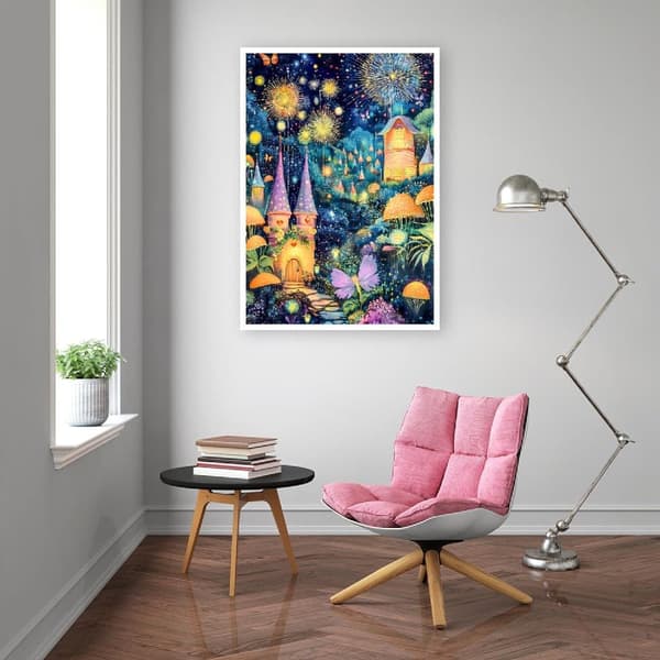 OBOSOE Diamond Painting - 5D-tee-se-itse-timanttimaalaus, 30x40cm (hämmästyttävä satukaupunki ilotulituksen alla)