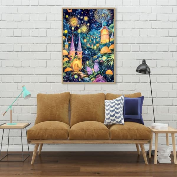 OBOSOE Diamond Painting - 5D-tee-se-itse-timanttimaalaus, 30x40cm (hämmästyttävä satukaupunki ilotulituksen alla)