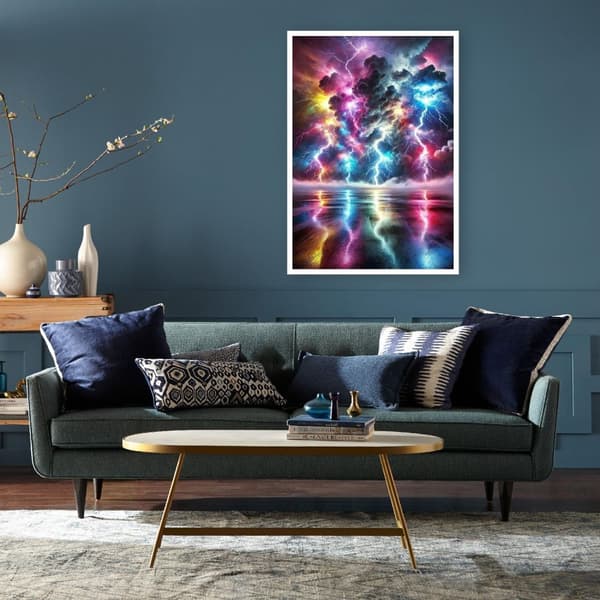 OBOSOE Diamond Painting - 5D DIY Diamantmålning, 30x40cm (Färgstarka blixtmoln Och Vattenreflex)
