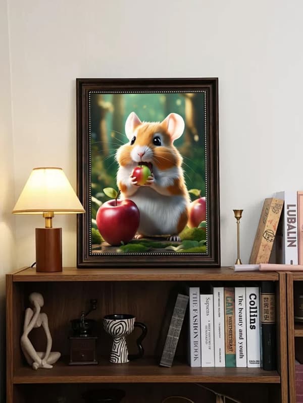 OBOSOE Diamond Painting - 5D DIY Diamantmaleri, 30x40cm (Hamster spiser æble)