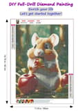 Miniatyrbillede 4 af 7: OBOSOE Diamond Painting - 5D DIY Diamantmaleri, 30x40cm (Hamster spiser æble)
