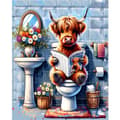 Pikkukuva 1 / 6: OBOSOE Diamond Painting - 5D-tee-se-itse-timanttimaalaus, 30x40cm (Highland Cow lukee sanomalehteä wc:ssä)