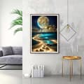 Pikkukuva 4 / 6: OBOSOE Moon Diamond -maalaussarjat aikuisille – DIY Moonlight Beach Diamond Art, 5D Full Drill. Jalokivimaalaus ja askartelu