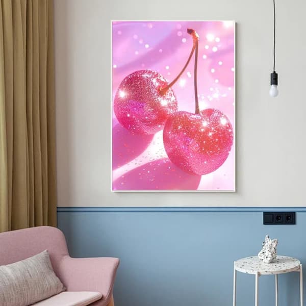 OBOSOE Cherry Diamond Art Kits for Adults. 5D Diamond Painting Kits with full - set DIY tools. Full - drill diamond dots, gem art crafts for adults.