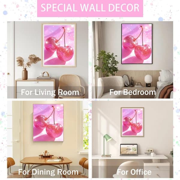 OBOSOE Cherry Diamond Art Kits for Adults. 5D Diamond Painting Kits with full - set DIY tools. Full - drill diamond dots, gem art crafts for adults.