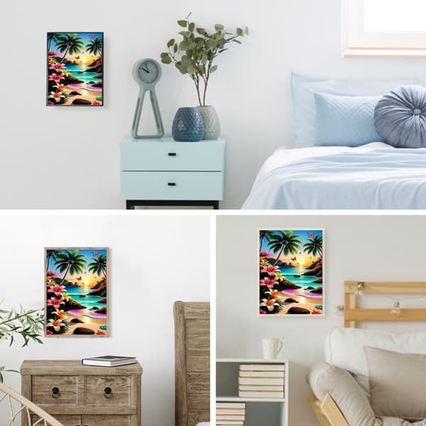 OBOSOE Strand diamantart kits vuxna – Sjösskap 5D diamantmålning, gemmaleri. 12x16 tum, hemdekoration vägg