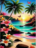 Miniatyrbild 1 av 5: OBOSOE Strand diamantart kits vuxna – Sjösskap 5D diamantmålning, gemmaleri. 12x16 tum, hemdekoration vägg