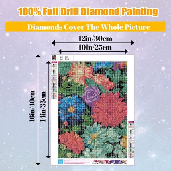 OBOSOE Blommig Diamantkonst - Kvadratisk DIY Diamantmålning Kit för Vuxna, Present & Väggdekoration (30x40 cm)